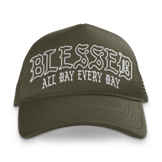 Blessed All Day Every Day Army Green Trucker Hat | OIAL