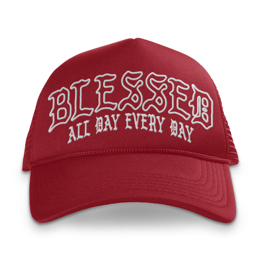 Blessed All Day Every Day Red Trucker Hat | OIAL