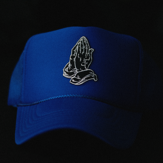 Praying Hands Blue Trucker Hat