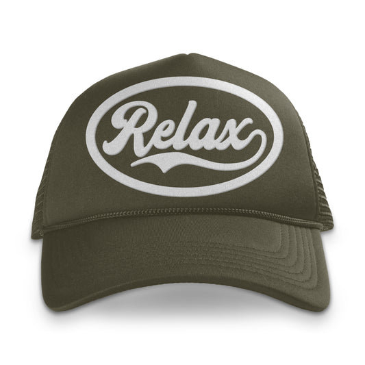 Relax Trucker Hat Army Green | OIAL - Once In A Lifetime