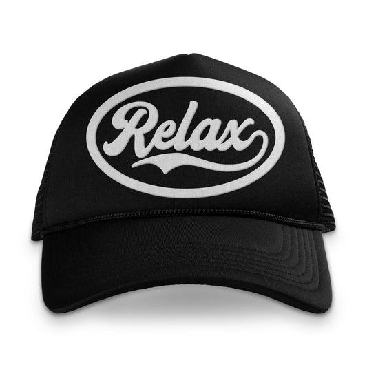 Relax Black Trucker Hat | OIAL