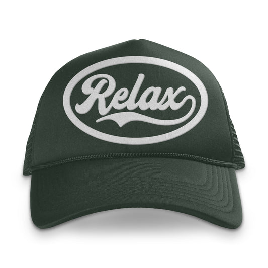 Relax Dark Green Trucker Hat | OIAL