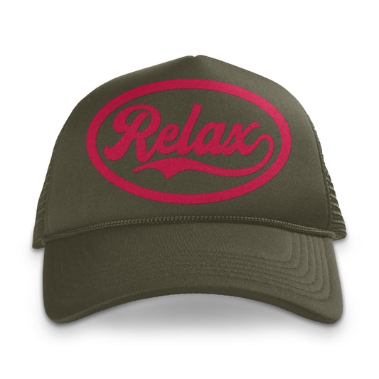 Relax Trucker Hat ArmyGreen/Red | OIAL - Once In A Lifetime