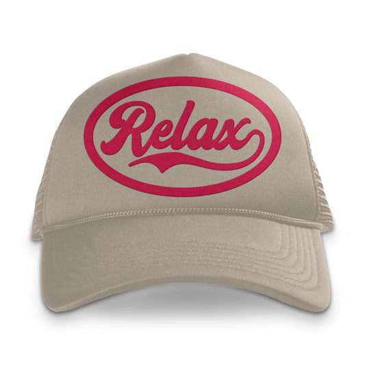 Relax Trucker Hat Sand/Red | OIAL - Once In A Lifetime